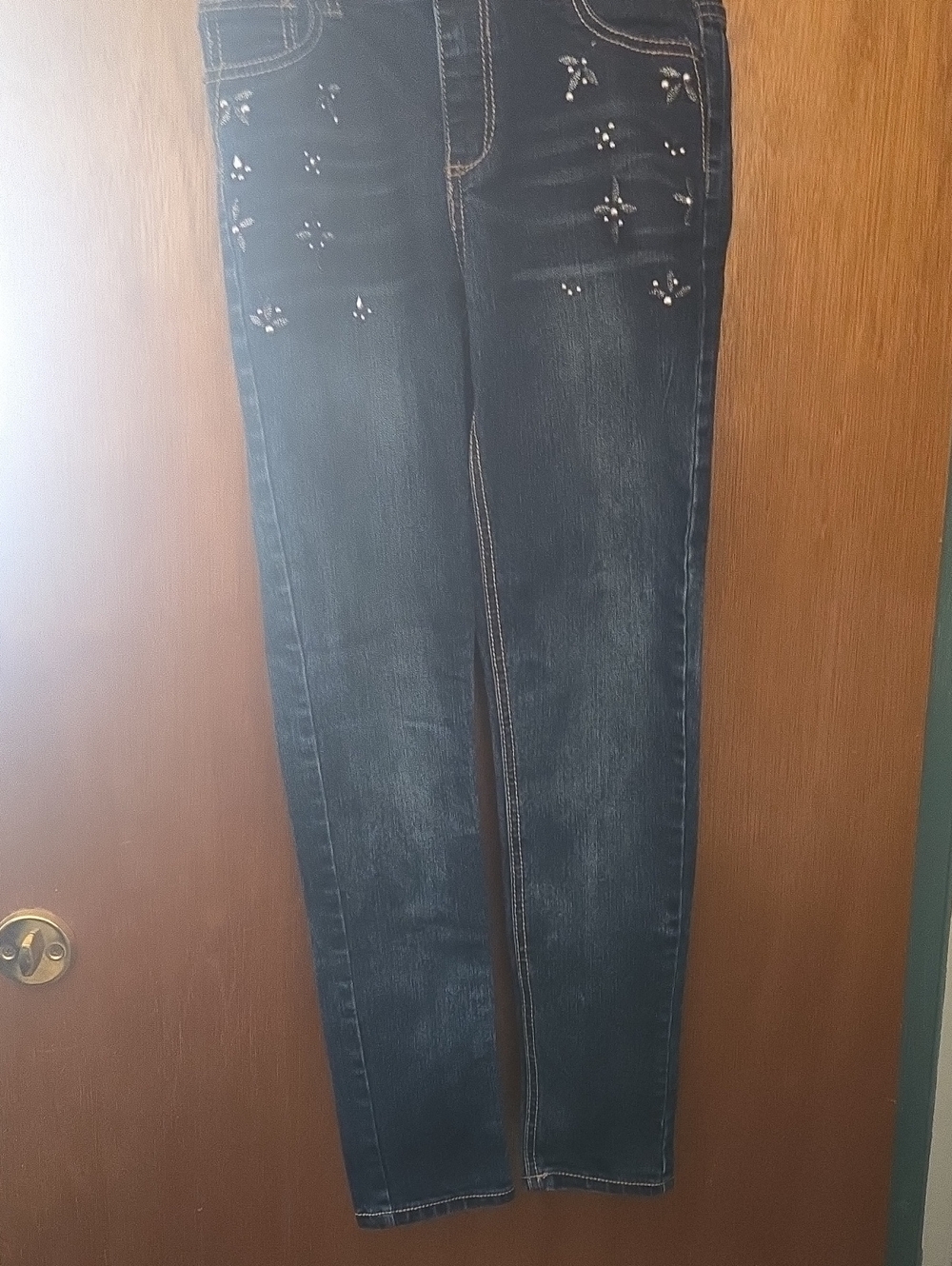 Cherokee Dark Blue Skinny Jeans with Front Stud Embellishments